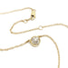 Close-up of 14kt yellow gold chain necklace with round rose cut moissanite