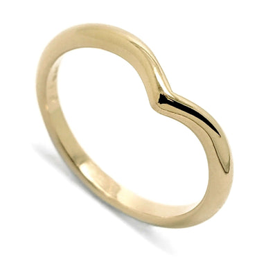 14kt yellow gold chevron wedding ring with high dome and polished finish