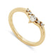 14kt yellow gold chevron wedding ring with pear cut diamond and round accent diamonds