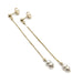Pair of 14kt yellow gold dangle earrings with box chain and asymmetrical seed pearls