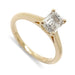 14kt yellow gold ring with emerald cut lab diamond in high-set solitaire style