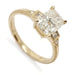 14kt yellow gold engagement ring with elongated cushion cut lab diamond and baguette accents