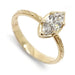 14kt yellow gold engagement ring with marquise lab-grown diamond and hand engraving