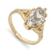 14kt yellow gold engagement ring with marquise rose cut lab diamond and Canadian diamond accents