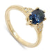 14kt yellow gold engagement ring with oval blue Montana sapphire and Canadian diamonds