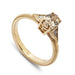 14kt yellow gold engagement ring with oval champagne diamond and side Canadian diamonds