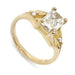 14kt yellow gold engagement ring with radiant lab-grown diamond and leaf details