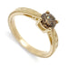 Handcrafted 14kt yellow gold engagement ring with round champagne diamond and engraved band