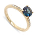 14kt yellow gold engagement ring with teal Australian sapphire and pave Canadian diamonds