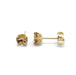 Pair of 14kt yellow gold stud earrings with round imperial topaz and filigree setting