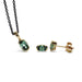 14kt yellow gold pendant and stud earrings with oval green tourmaline gemstones on black chain