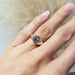 14kt yellow gold lab diamond engagement ring shown on hand