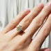 14kt yellow gold lab diamond engagement ring worn on hand