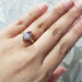 14kt yellow gold marquise purple sapphire and diamond ring shown on hand