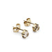 Pair of 14kt yellow gold stud earrings with round cabochon moonstones in four-claw settings