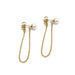 Pair of 14kt yellow gold earrings with round freshwater pearls and delicate chain dangles