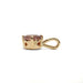 Profile of 14kt yellow gold pendant with cushion cut Malaya garnet