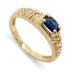 14kt yellow gold pinky ring with horizontal blue sapphire and diamond accents