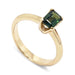 14kt yellow gold ring with emerald cut green Tanzanian sapphire, angled view