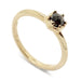 14kt yellow gold ring with a hexagon-set salt and pepper diamond, angled view