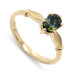 14kt yellow gold ring with oval bi-colour blue-green Australian sapphire in six-claw setting