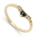 14kt yellow gold ring with round teal Montana sapphire and Canadian diamonds, close-up