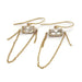 Pair of rose cut lab diamond dangle earrings in 14kt yellow gold with vintage chain detail