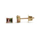 Pair of baguette cut watermelon tourmaline stud earrings in 14kt yellow gold on white background