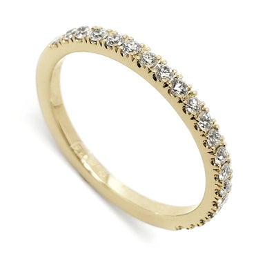 14kt yellow gold wedding ring with French pave-set lab-grown diamonds