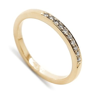 14kt yellow gold wedding ring with pave-set lab-grown diamonds
