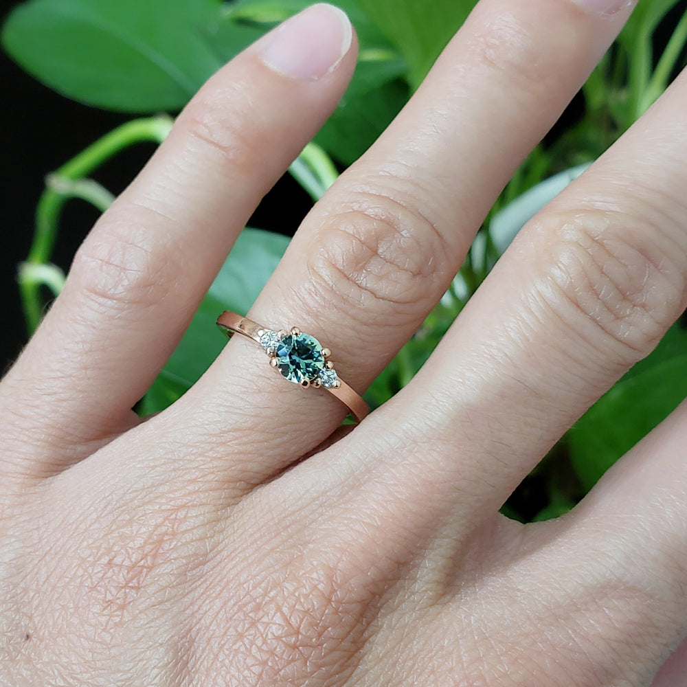 Green Sapphire Moraine Rose Gold Engagement Ring | Era Design Vancouver Canada