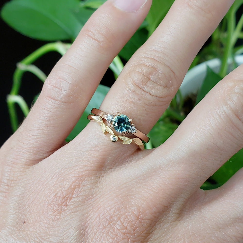 Green Sapphire Moraine Rose Gold Engagement Ring | Era Design Vancouver Canada