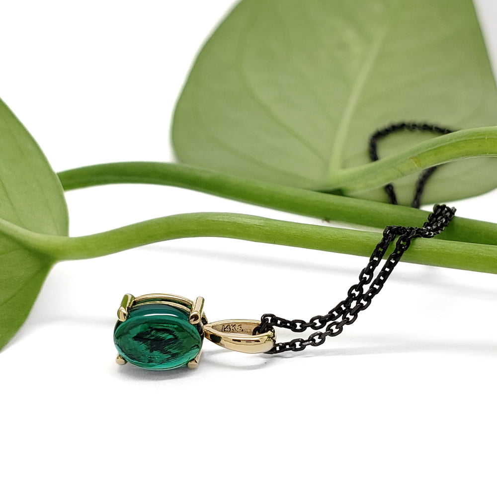 Cabochon Lab Emerald Pendant