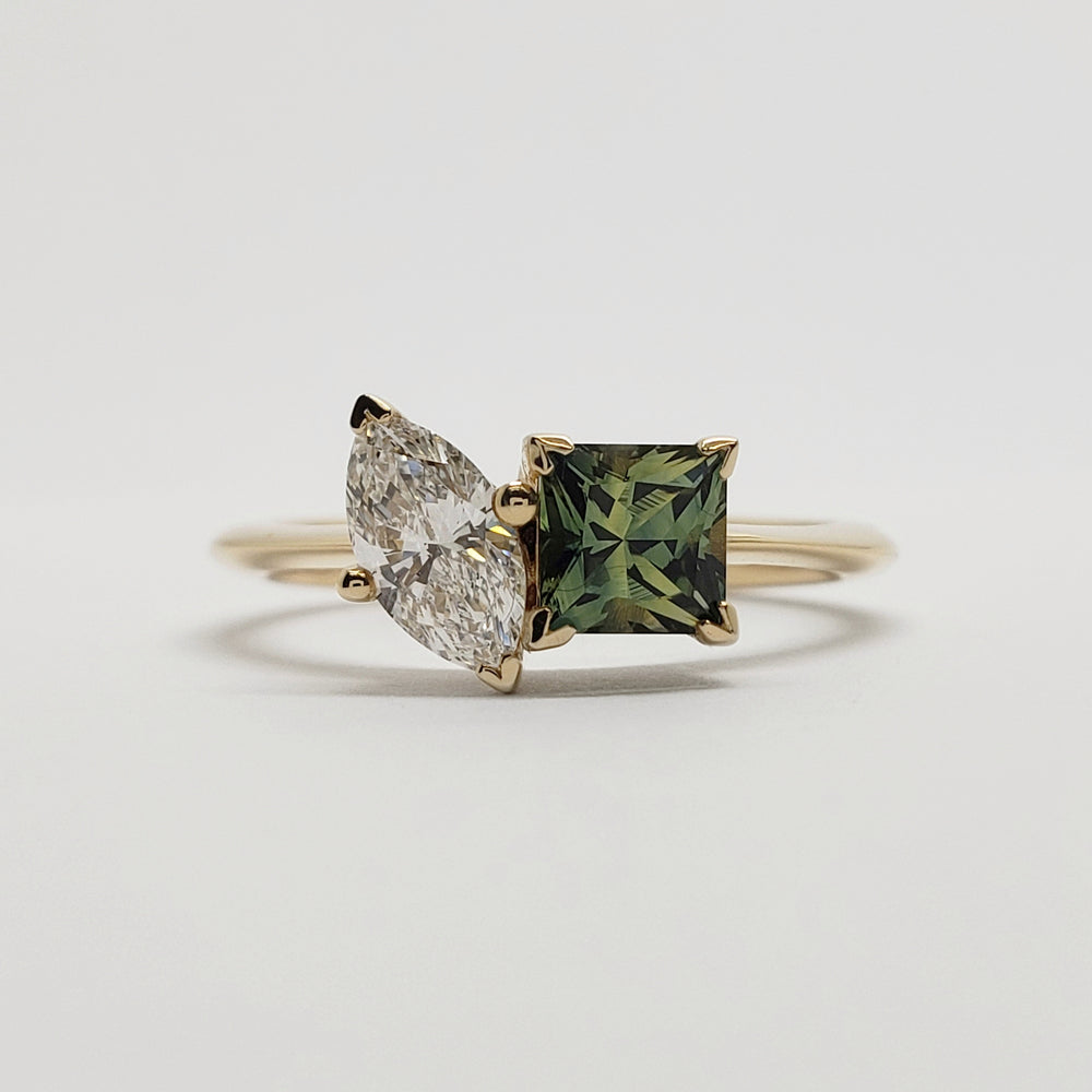 Diamond and Sapphire Engagement Ring | Era Design Vancouver Canada