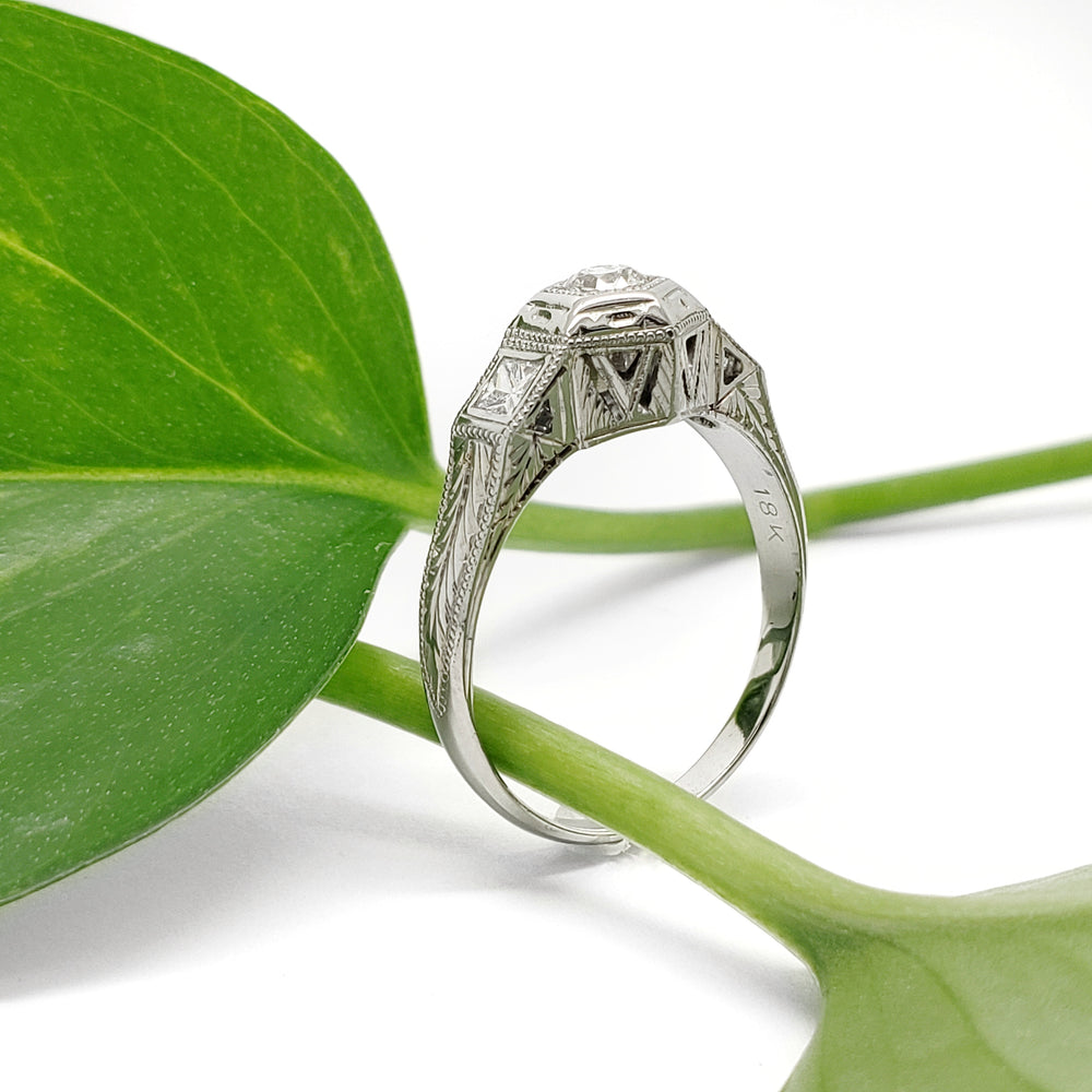Antique Hexagon Setting Diamond Ring | Era Design Vancouver Canada