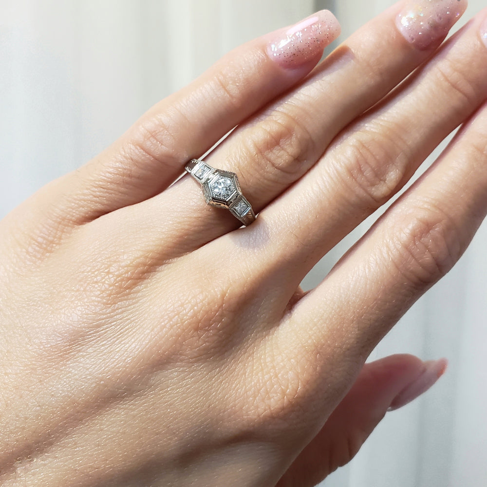 Antique Hexagon Setting Diamond Ring | Era Design Vancouver Canada