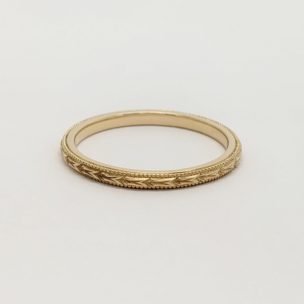 Yellow Gold Engraved Wedding Ring | Era Design Vancouver Canada