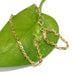 22kt yellow gold chain bracelet displayed on a green leaf