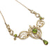Antique 14kt yellow gold lavaliere necklace with round peridot and seed pearls