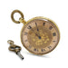 Antique 18kt yellow gold pocket watch with floral dial and original winding key