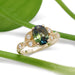 Australian sapphire and diamond engagement ring in yellow gold with leaf-inspired details