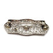 Back view of Edwardian platinum brooch with filigree work and pin clasp
