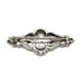 Back view of vintage silver and rose gold double heart pin showing pin clasp