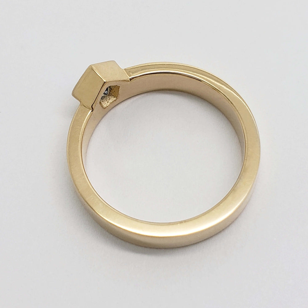 Back view of 14kt yellow gold ring showing bezel setting