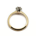 Back view of 14kt yellow gold ring with white gold six-prong diamond setting