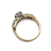 Back view of antique five stone diamond ring showing yellow gold band