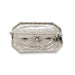 Back side of Edwardian filigree white gold brooch, showing the clasp and openwork