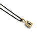 Back view of pear rose cut green sapphire pendant in 14k yellow gold on black chain