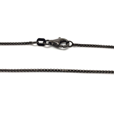 Blackened sterling silver box chain with lobster clasp detail