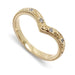 Chevron-shaped 14kt yellow gold wedding ring with engraved details and Canadian diamonds
